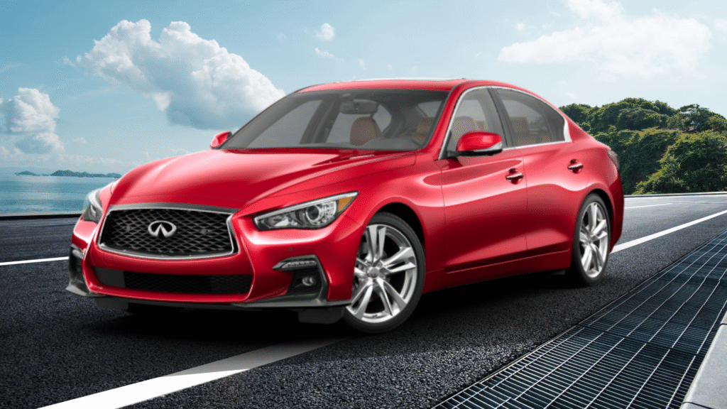 Infiniti Q50 Red Sport Car Rental In Dubai